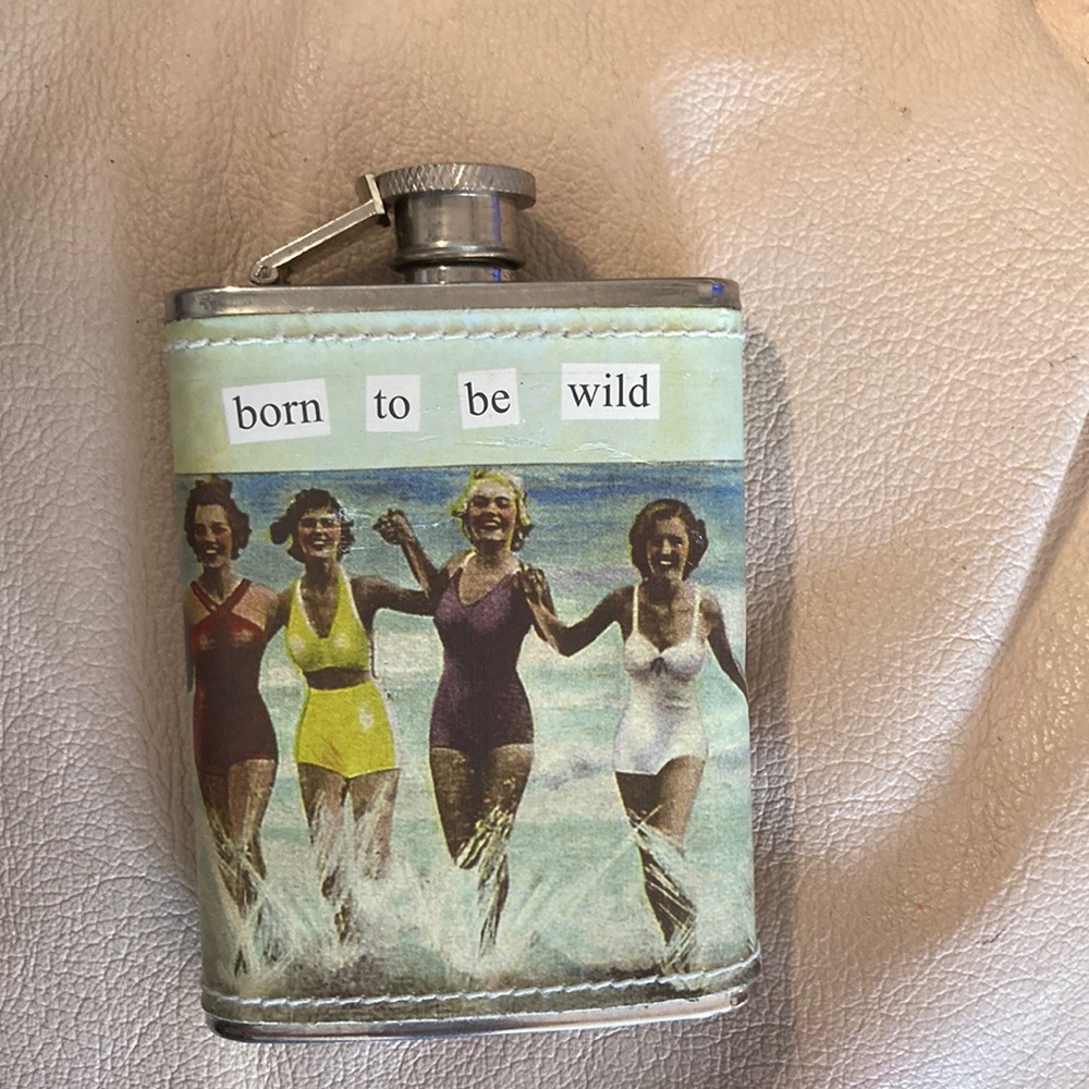 4oz stainless steel Anne Taintor ‘Born to be Wild’ flask